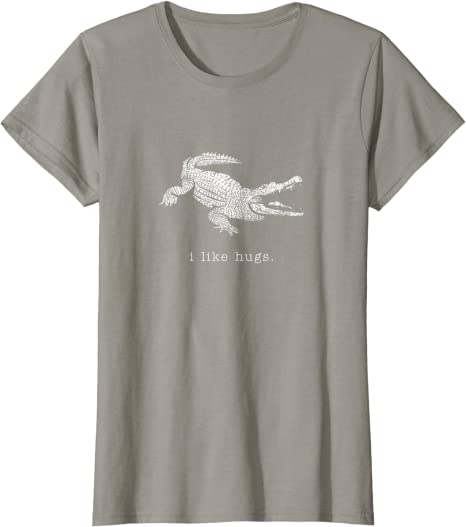 Retro "I Like Hugs" Alligator Vintage Animal Design T-Shirt Slate