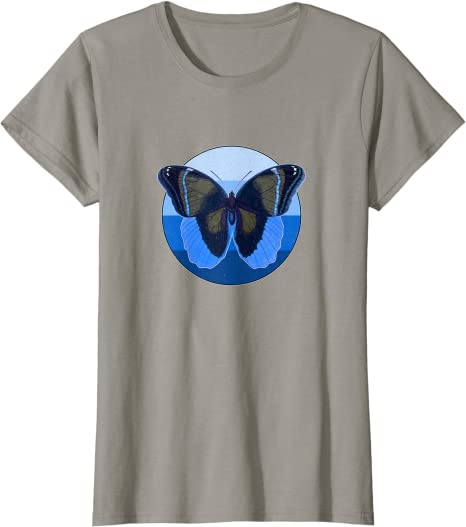 Retro Butterfly 1980s Blue Ocean Design T-Shirt Slate