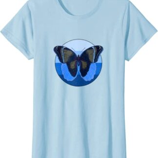 Retro Butterfly 1980s Blue Ocean Design T-Shirt Light Blue