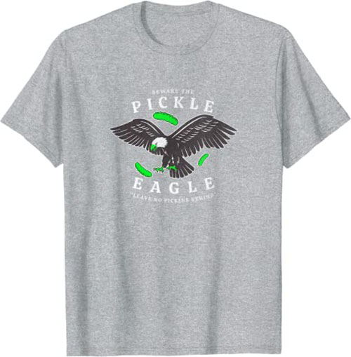 Retro Pickle Eagle “Leave No Pickles Behind” Funny T-Shirt Athletic Grey
