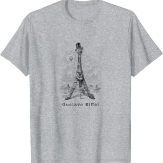 Retro Gustave Eiffel Caricature “Eiffel Tower” Vintage T-Shirt Athletic Grey