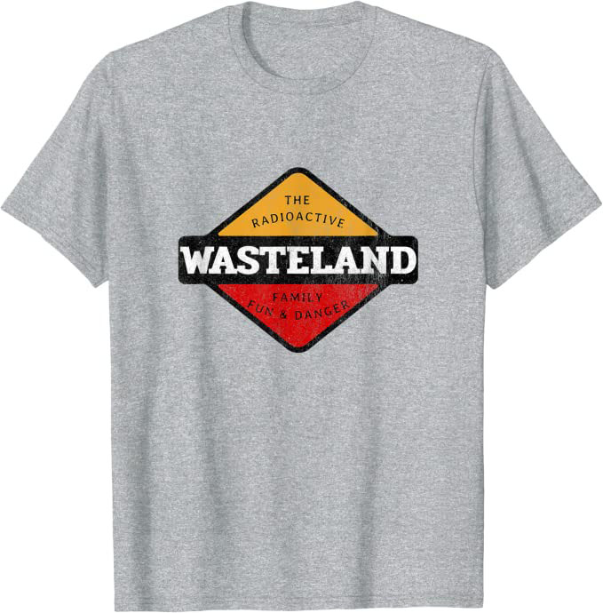 Retro Radioactive Wasteland “Family Fun & Danger” Sci-Fi T-Shirt Athletic Grey