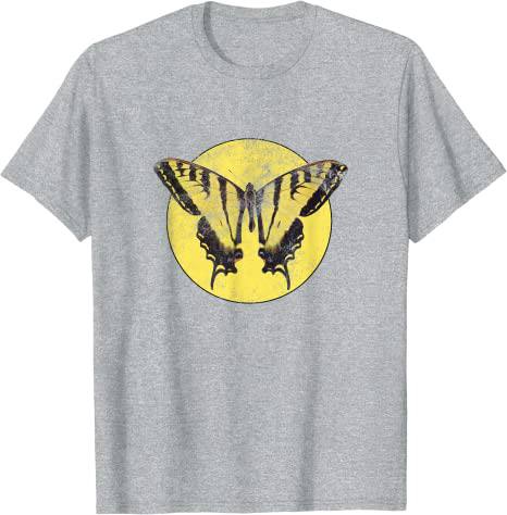 Beautiful Vintage Butterfly "Retro Design" 80s Beach Style T-Shirt Athletic Grey