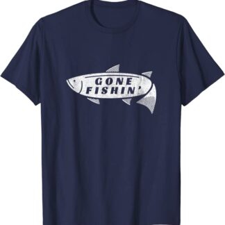 Retro Gone Fishin’ Vintage Design by Turbo Volcano T-Shirt Navy
