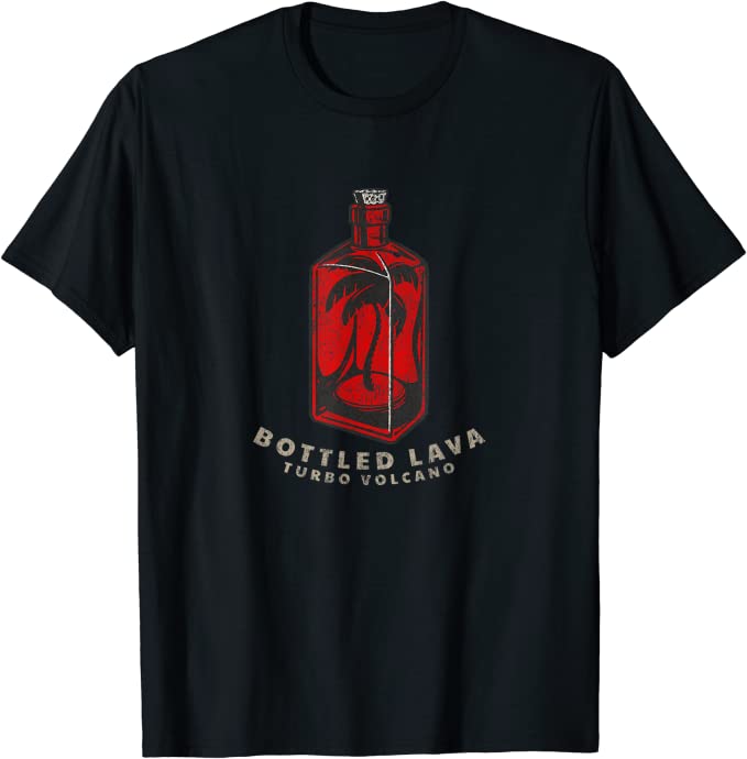 Turbo Volcano “Bottled Lava” Retro Tropical Design T-Shirt Black