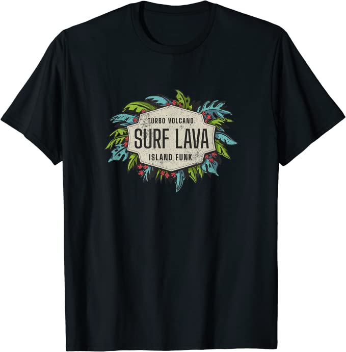 Turbo Volcano “Surf Lava” Retro Tropical Design T-Shirt Black