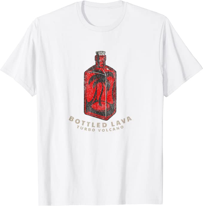 Turbo Volcano “Bottled Lava” Retro Tropical Design T-Shirt White
