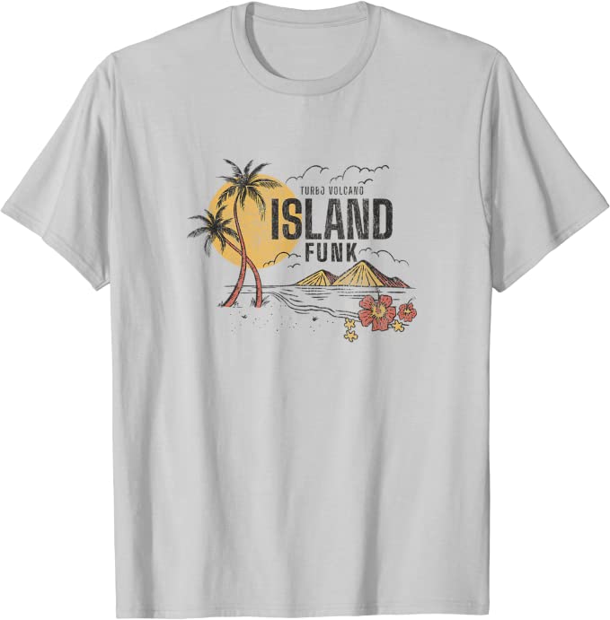 Turbo Volcano “Island Funk Palm Trees” Vintage Beach T-Shirt Silver