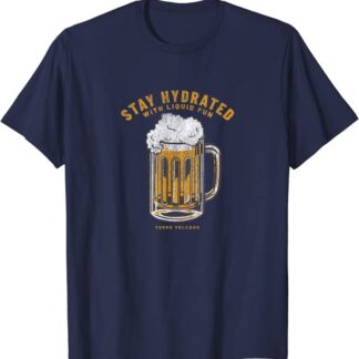 Stay Hydrated with Liquid Fun Retro Beer Design T-Shirt Navy