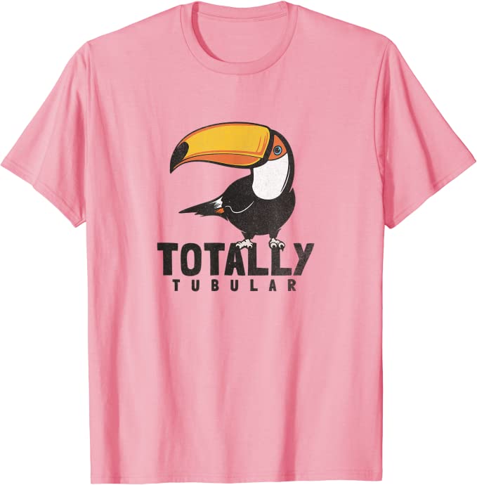 Turbo Volcano “Totally Tubular” Retro 1980s Toucan T-Shirt Pink