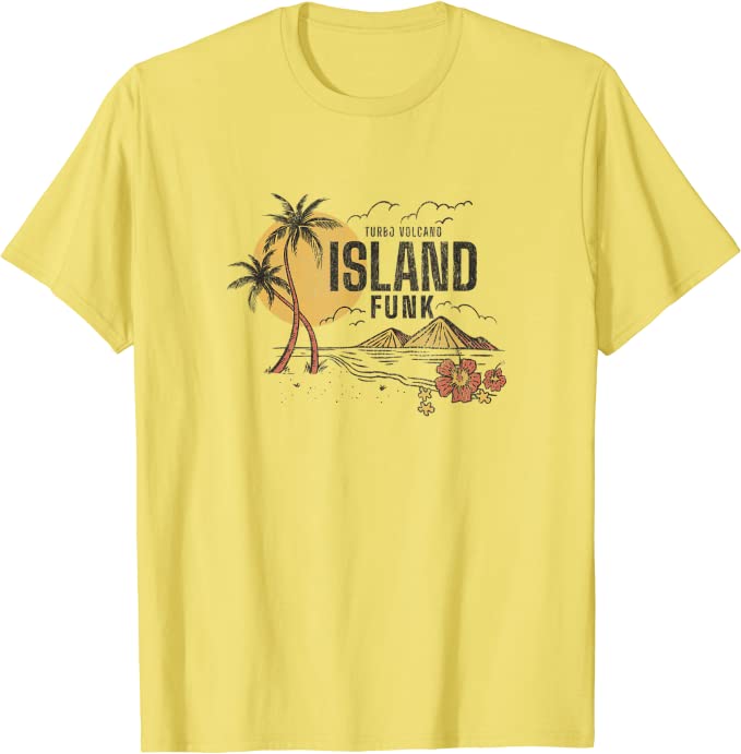 Turbo Volcano “Island Funk Palm Trees” Vintage Beach T-Shirt Yellow