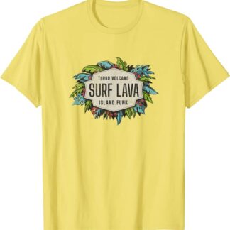 Turbo Volcano “Surf Lava” Retro Tropical Design T-Shirt Yellow