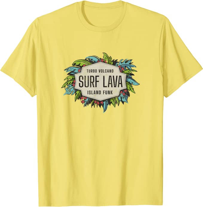Turbo Volcano “Surf Lava” Retro Tropical Design T-Shirt Yellow