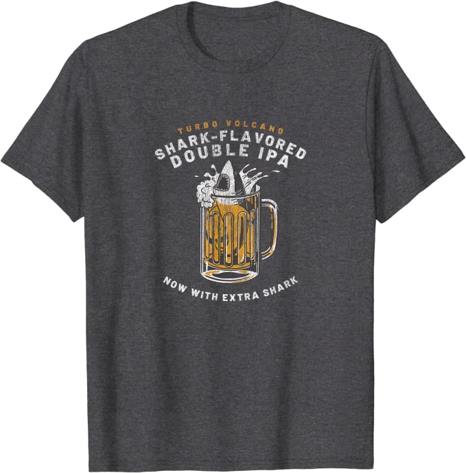 Retro Shark-Flavored Double IPA Beer Design by Turbo Volcano T-Shirt Dark Heather