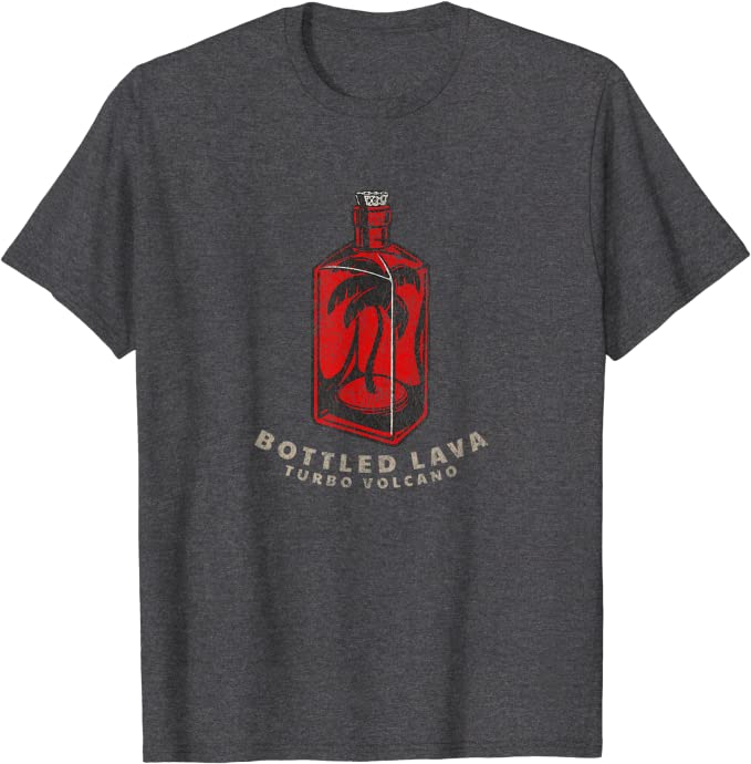 Turbo Volcano “Bottled Lava” Retro Tropical Design T-Shirt Dark Heather