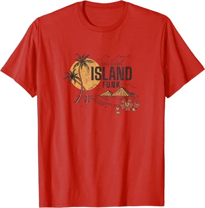 Turbo Volcano “Island Funk Palm Trees” Vintage Beach T-Shirt Red