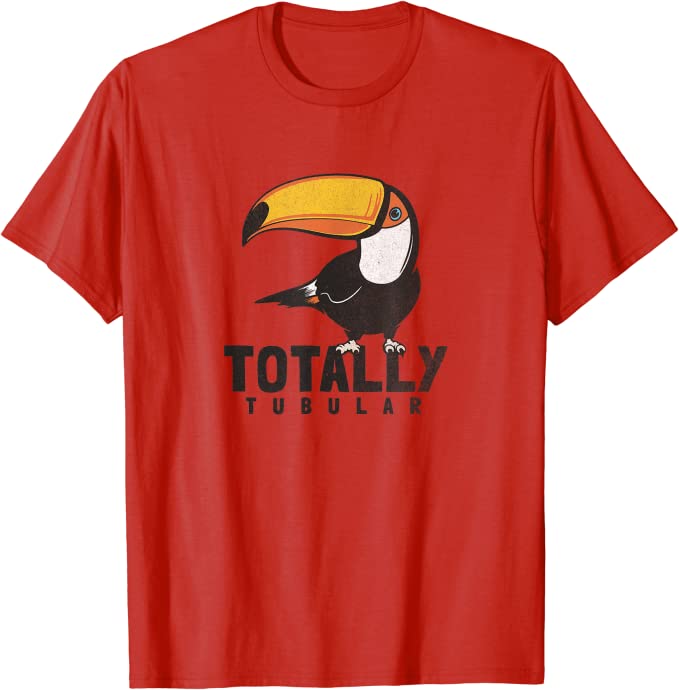 Turbo Volcano “Totally Tubular” Retro 1980s Toucan T-Shirt Cranberry