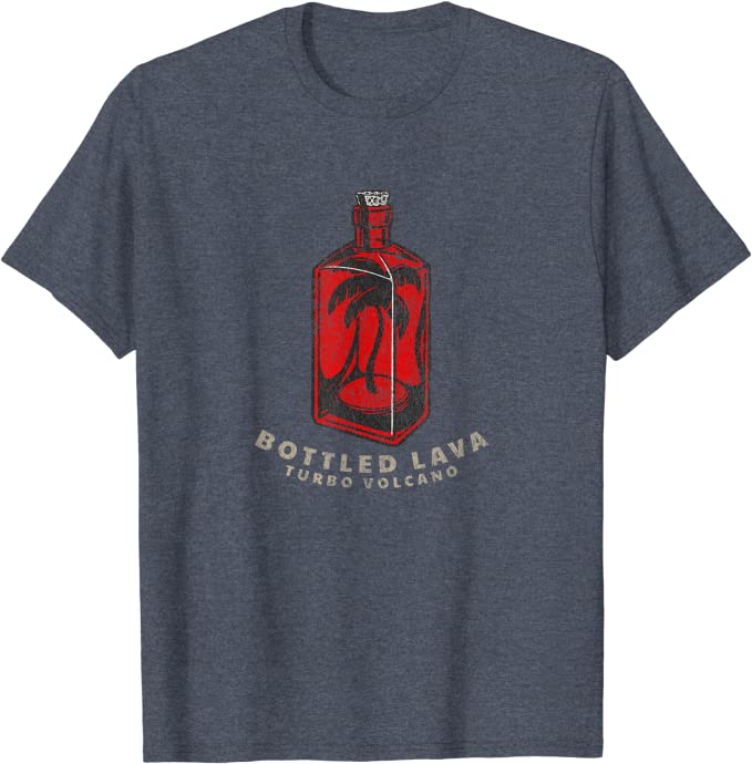 Turbo Volcano “Bottled Lava” Retro Tropical Design T-Shirt Heather Blue