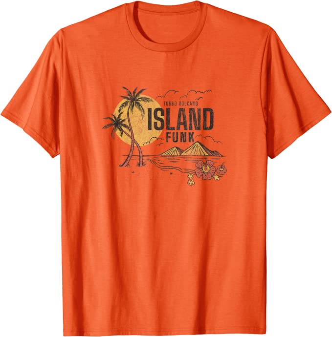 Turbo Volcano “Island Funk Palm Trees” Vintage Beach T-Shirt Orange