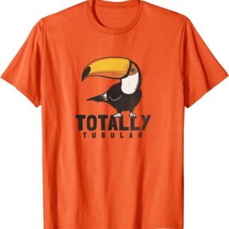 Turbo Volcano “Totally Tubular” Retro 1980s Toucan T-Shirt Orange