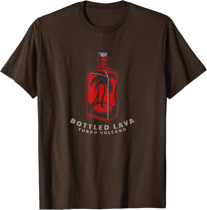 Turbo Volcano “Bottled Lava” Retro Tropical Design T-Shirt Brown