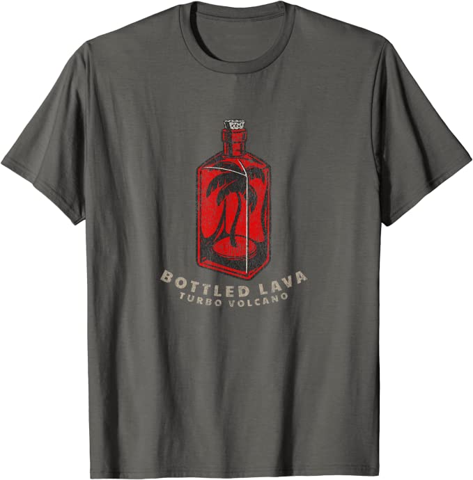 Turbo Volcano “Bottled Lava” Retro Tropical Design T-Shirt Asphalt