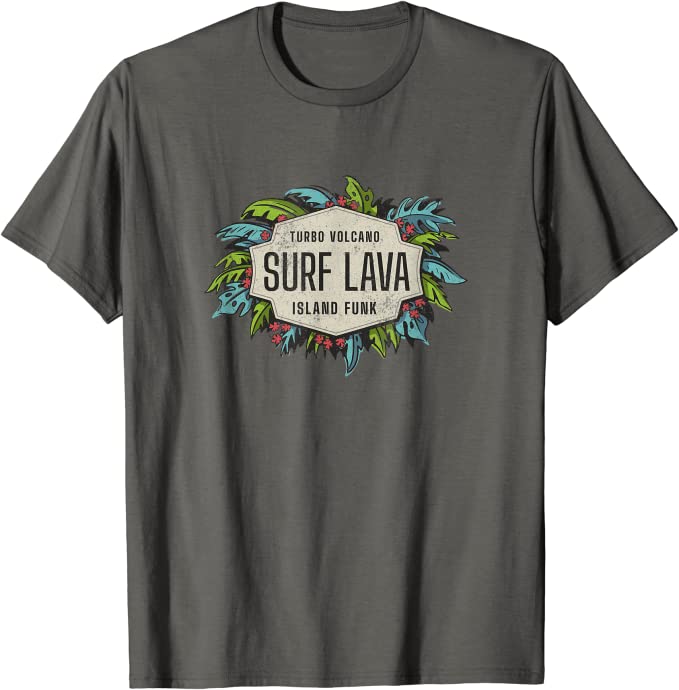 Turbo Volcano “Surf Lava” Retro Tropical Design T-Shirt Asphalt