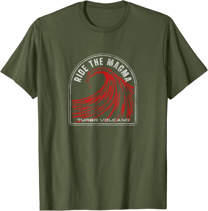 Turbo Volcano “Ride the Magma” Vintage Beach T-Shirt Olive