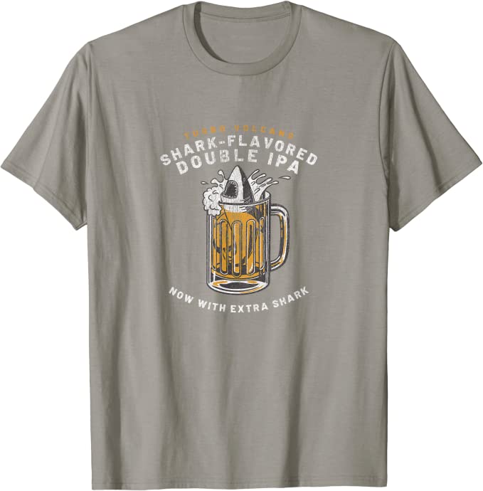 Retro Shark-Flavored Double IPA Beer Design by Turbo Volcano T-Shirt Slate