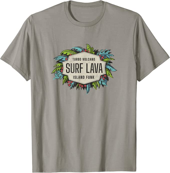 Turbo Volcano “Surf Lava” Retro Tropical Design T-Shirt Slate