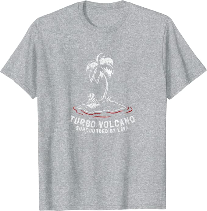 Turbo Volcano “Surrounded by Lava” Vintage Beach T-Shirt Athletic Grey