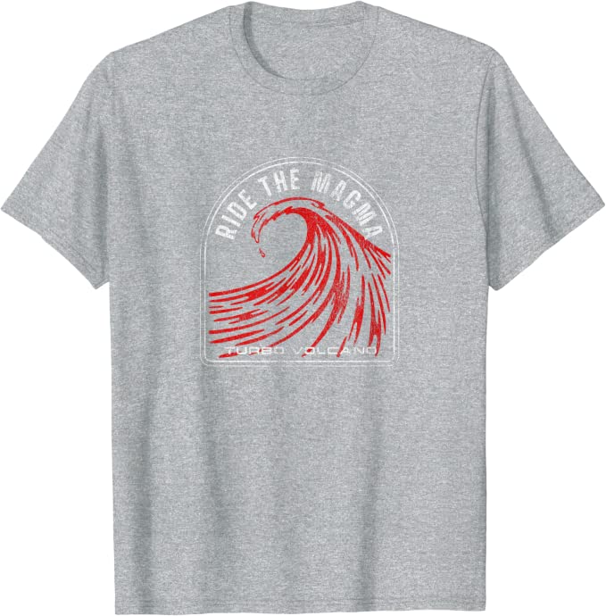 Turbo Volcano “Ride the Magma” Vintage Beach T-Shirt Athletic Grey