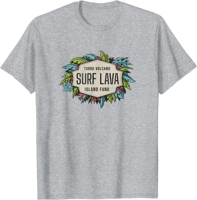 Turbo Volcano “Surf Lava” Retro Tropical Design T-Shirt Athletic Grey