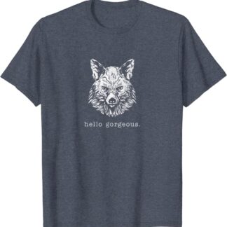 Retro "Hello Gorgeous" Wolf Distressed Design T-Shirt Heather Blue