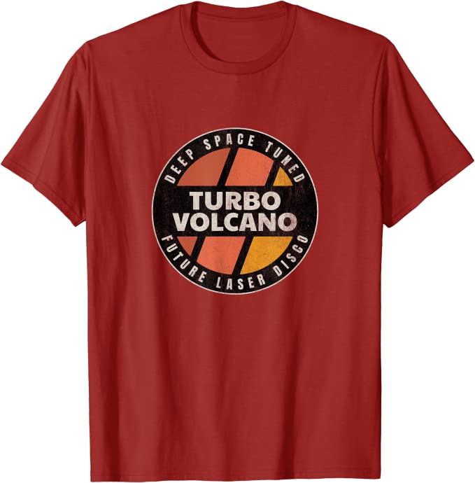 Retro Turbo Volcano “Space Tuned Future Laser Disco” 1980s T-Shirt Cranberry