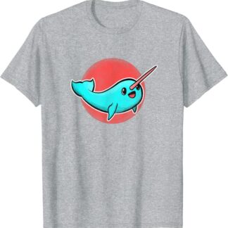 Retro Super Cute Narwhal by Kawaii Ocean Vintage T-Shirt Athletic Grey