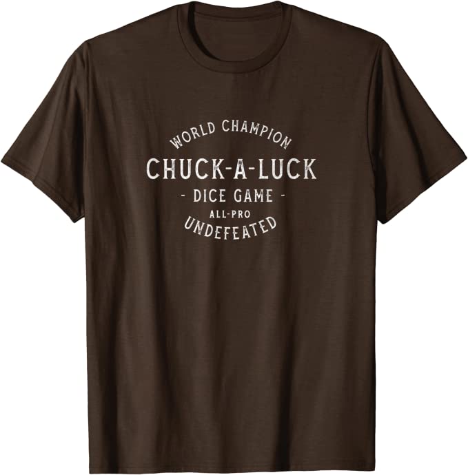 Retro World Champion Chuck-A-Luck Dice Game T-Shirt Brown