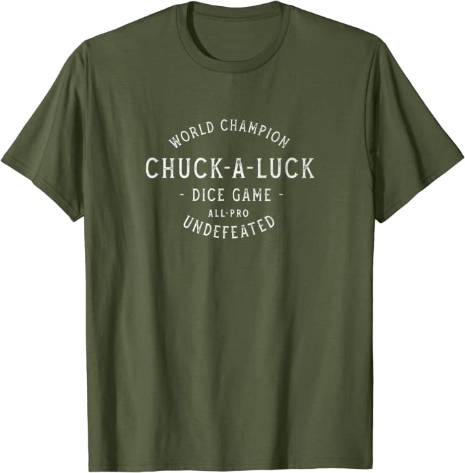 Retro World Champion Chuck-A-Luck Dice Game T-Shirt Olive