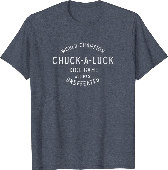 Retro World Champion Chuck-A-Luck Dice Game T-Shirt Heather Blue