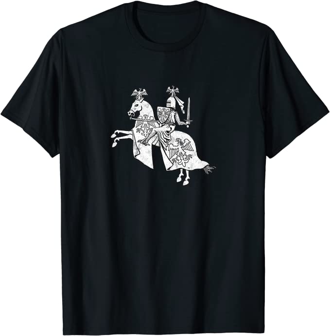 Retro Knight in Shining Armor Vintage Hero T-Shirt Black