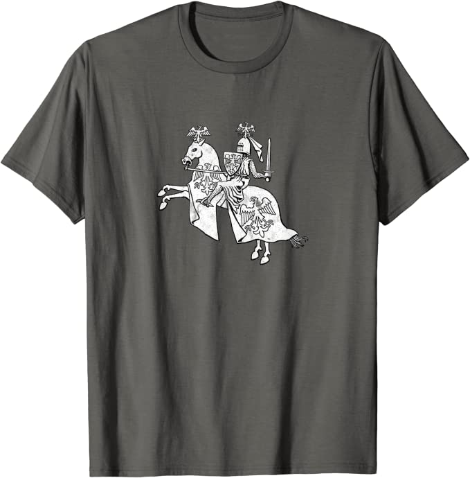 Retro Knight in Shining Armor Vintage Hero T-Shirt Asphalt