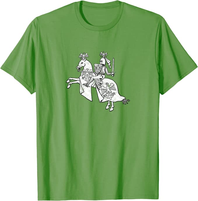 Retro Knight in Shining Armor Vintage Hero T-Shirt Light Grass