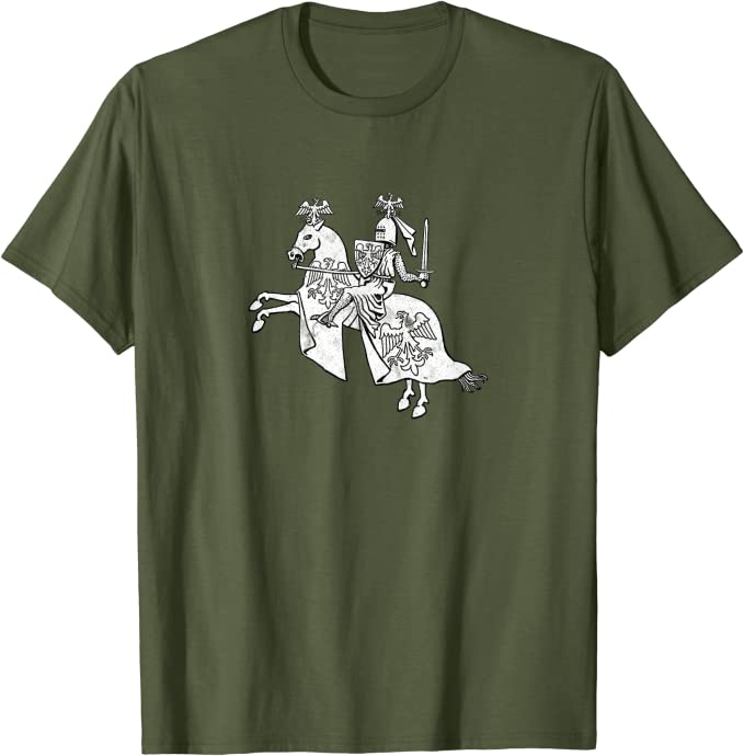 Retro Knight in Shining Armor Vintage Hero T-Shirt Olive