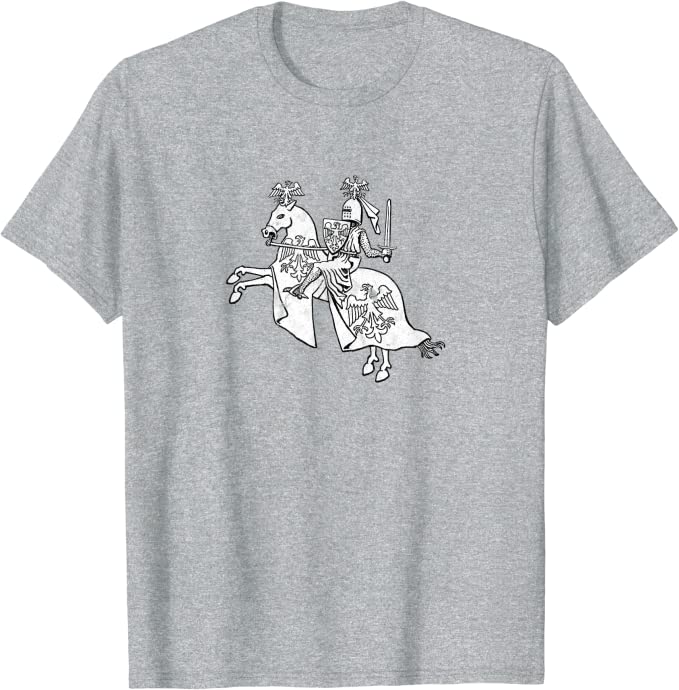 Retro Knight in Shining Armor Vintage Hero T-Shirt Athletic Grey