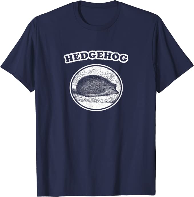Retro Hedgehog: Vintage Animal T-Shirt Navy