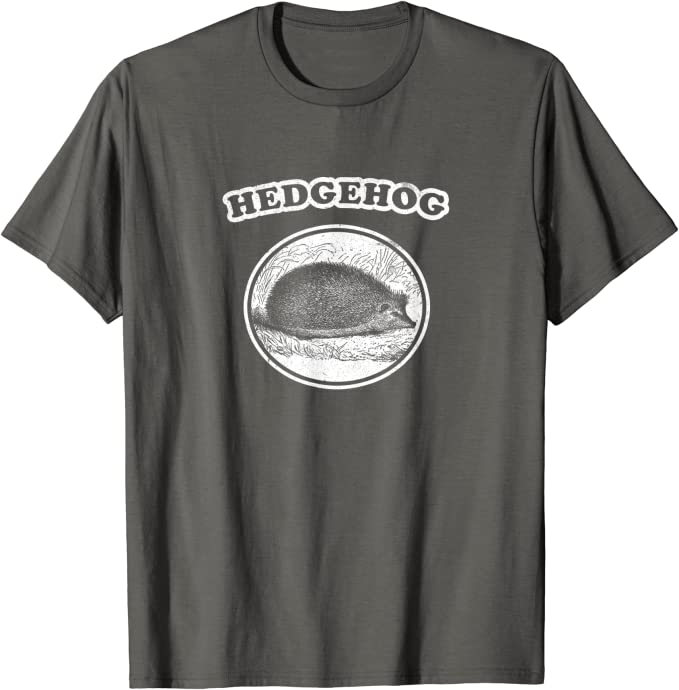 Retro Hedgehog: Vintage Animal T-Shirt Asphalt