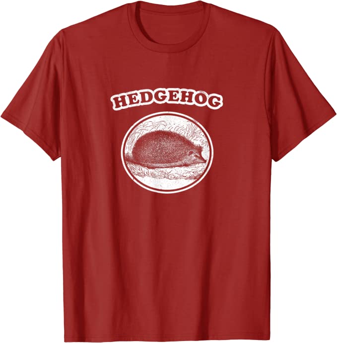Retro Hedgehog: Vintage Animal T-Shirt Cranberry