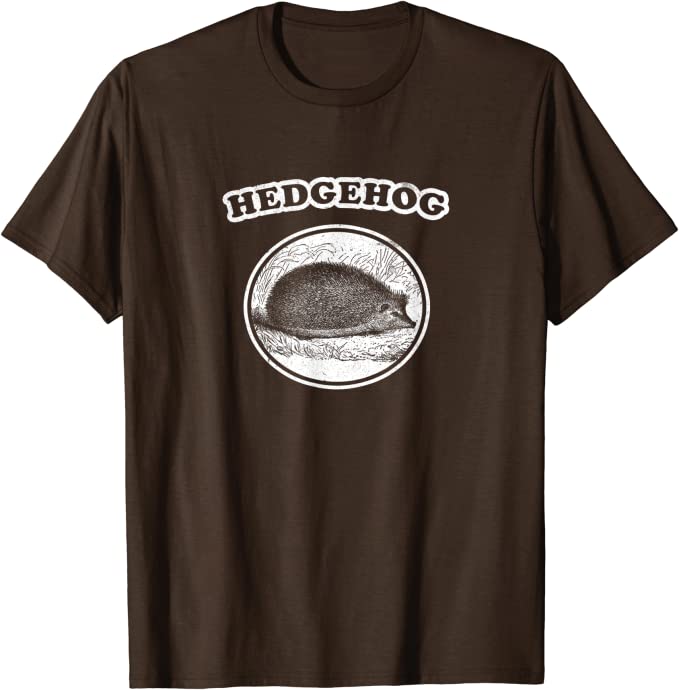 Retro Hedgehog: Vintage Animal T-Shirt Brown
