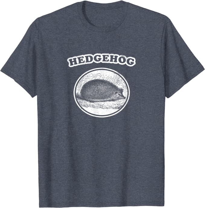 Retro Hedgehog: Vintage Animal T-Shirt Heather Blue
