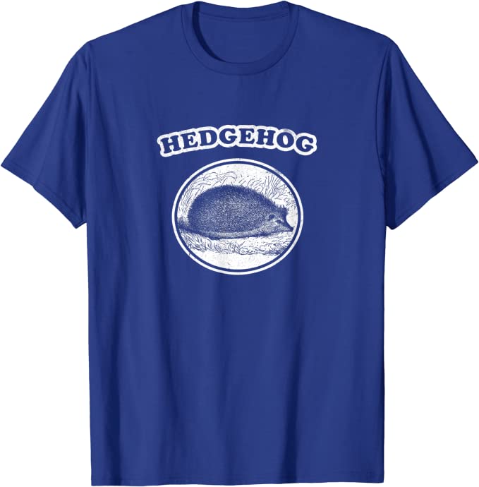 Retro Hedgehog: Vintage Animal T-Shirt Blue